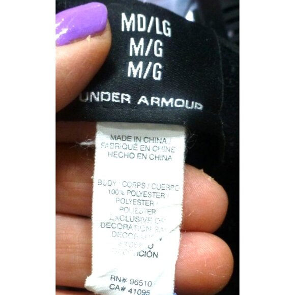 Under Armour Black Mesh Fitted Hat M/L Polyester Stretch Fit - Picture 5 of 6